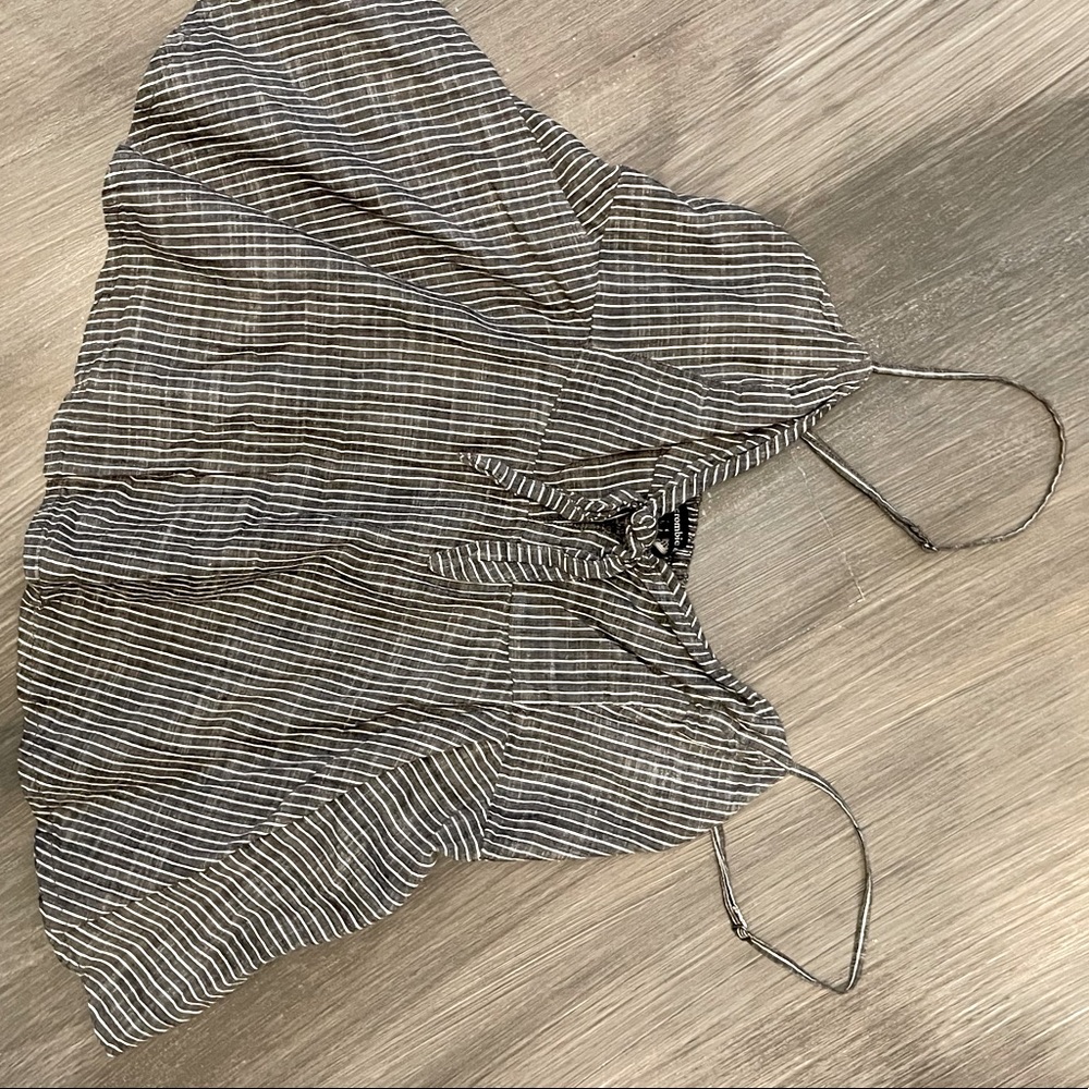 Abercrombie & Fitch Striped Spaghetti Peplum Crop Top
